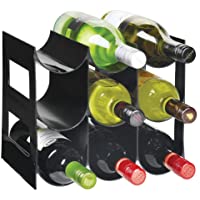 mDesign Práctico estante para botellas de vino – Botelleros para vino y otras bebidas para guardar hasta 9 unidades…
